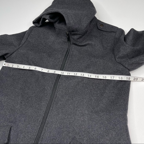 Aqua Jacket Pea Coat Long Winter Wool Blend Front Zip Hoodie Lined Warm Autumn - Picture 12 of 15